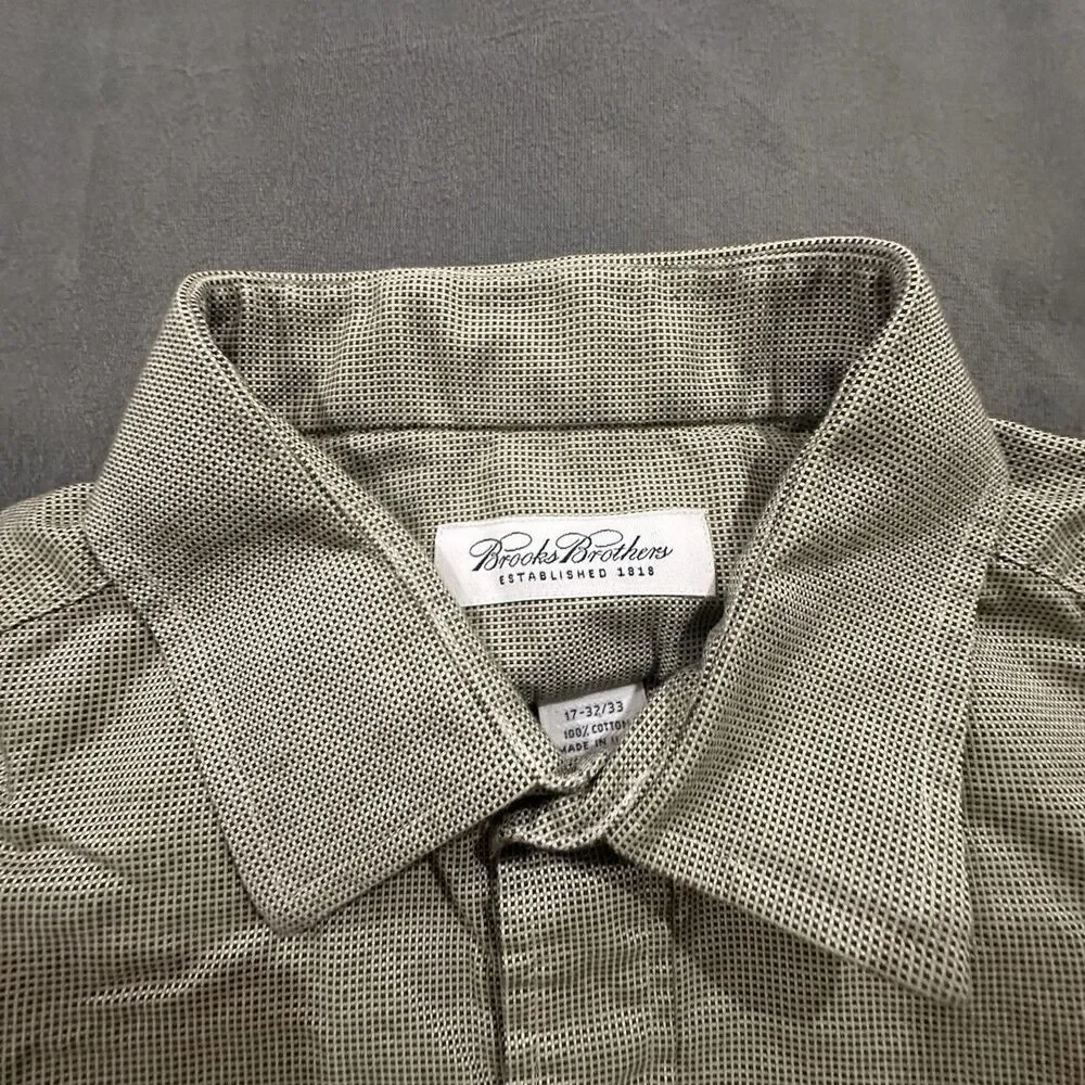 Vintage Brooks Brothers Shirt Mens 17 32/33 Long Sleeve Made in USA Cotton Dress